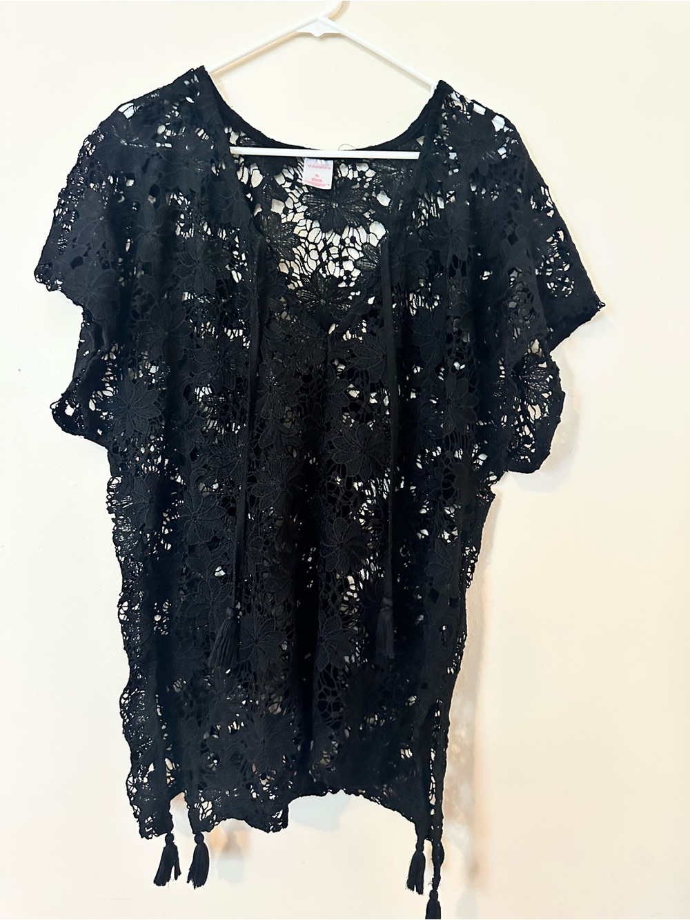 Xhilaration Black Floral Crochet Kimono | Coverup| XL